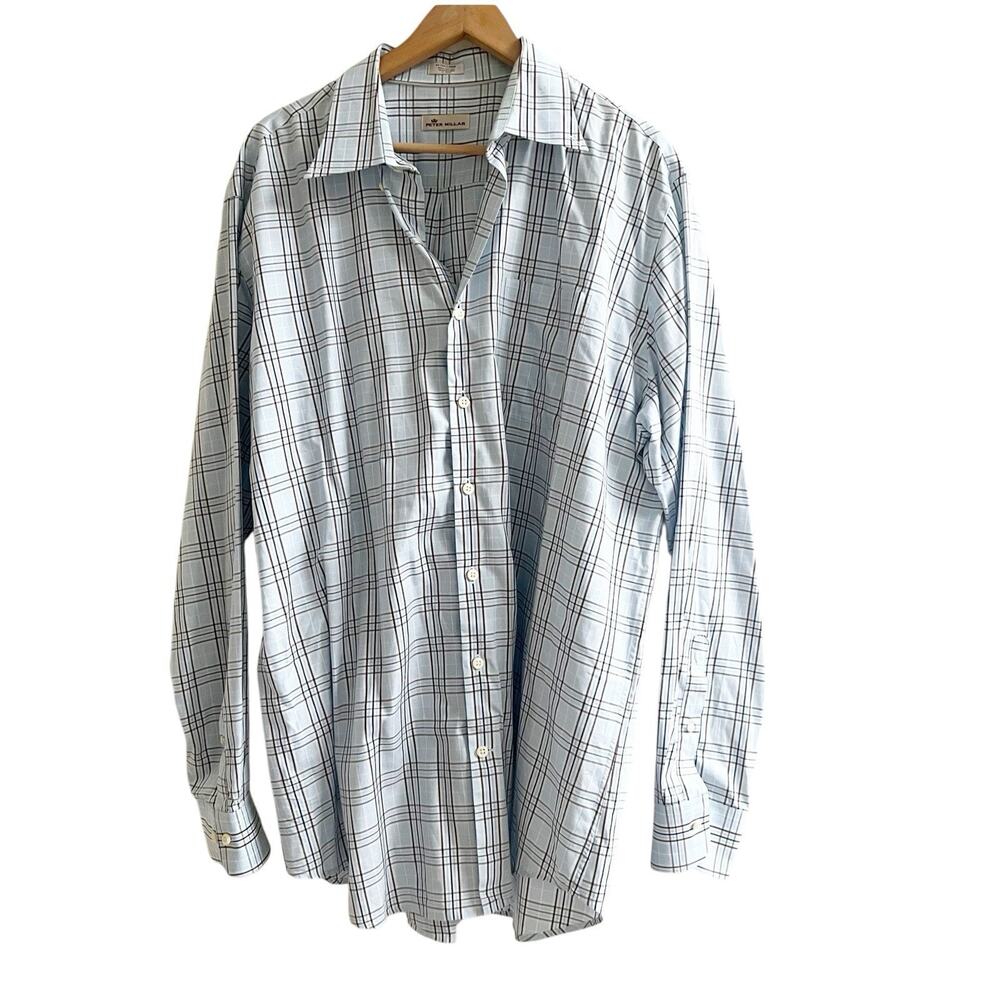 Peter Millar Button Down Dress Shirt XL Multicolor Striped Collared Cotton